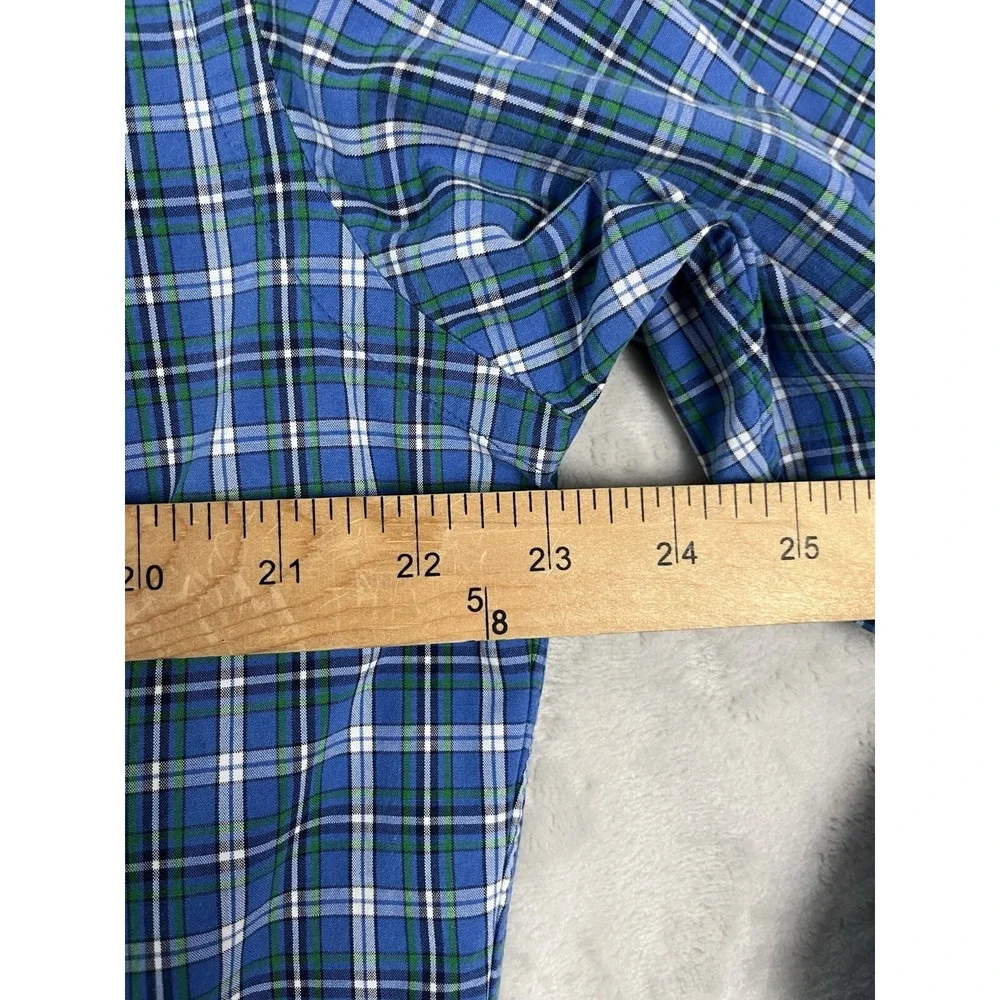 Polo Ralph Lauren Shirt Men Large Blue Check Custom Fit Gingham Button Up Casual